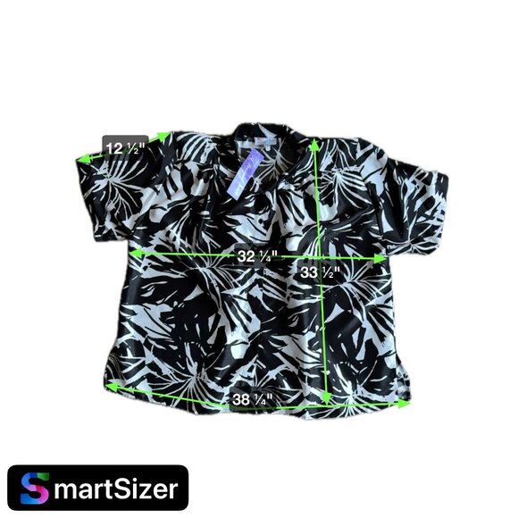 Vtg A Personal Touch Shirt Womens 5X Deadstock NEW‎ Tropical Black White Blouse - Picture 2 of 6